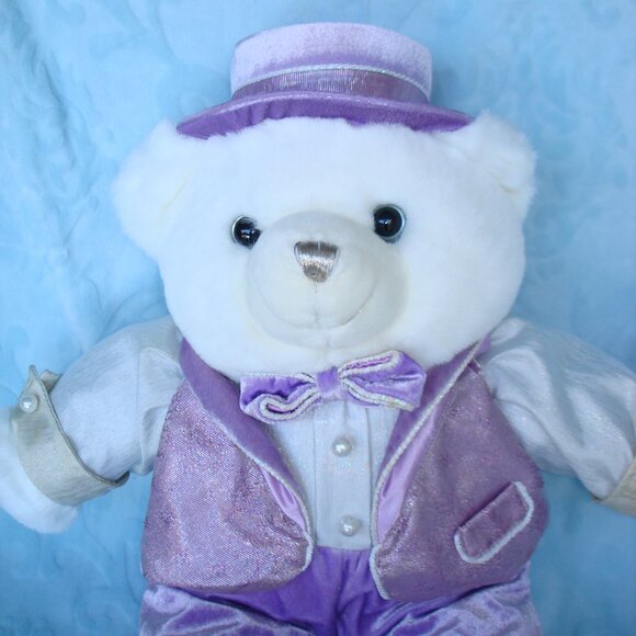 💜 2004 DanDee Easter Keepsake Teddy Bear Toy Stuffed Animal Lavender Purple Tux - Picture 5 of 11